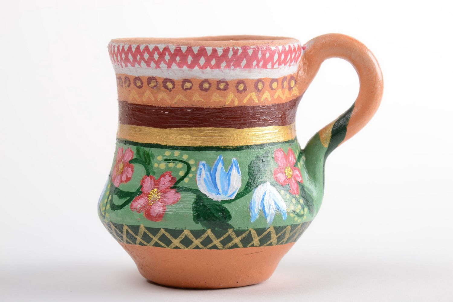 Ceramic glazed drinking cup in the shape of a pitcher with a handle photo 5