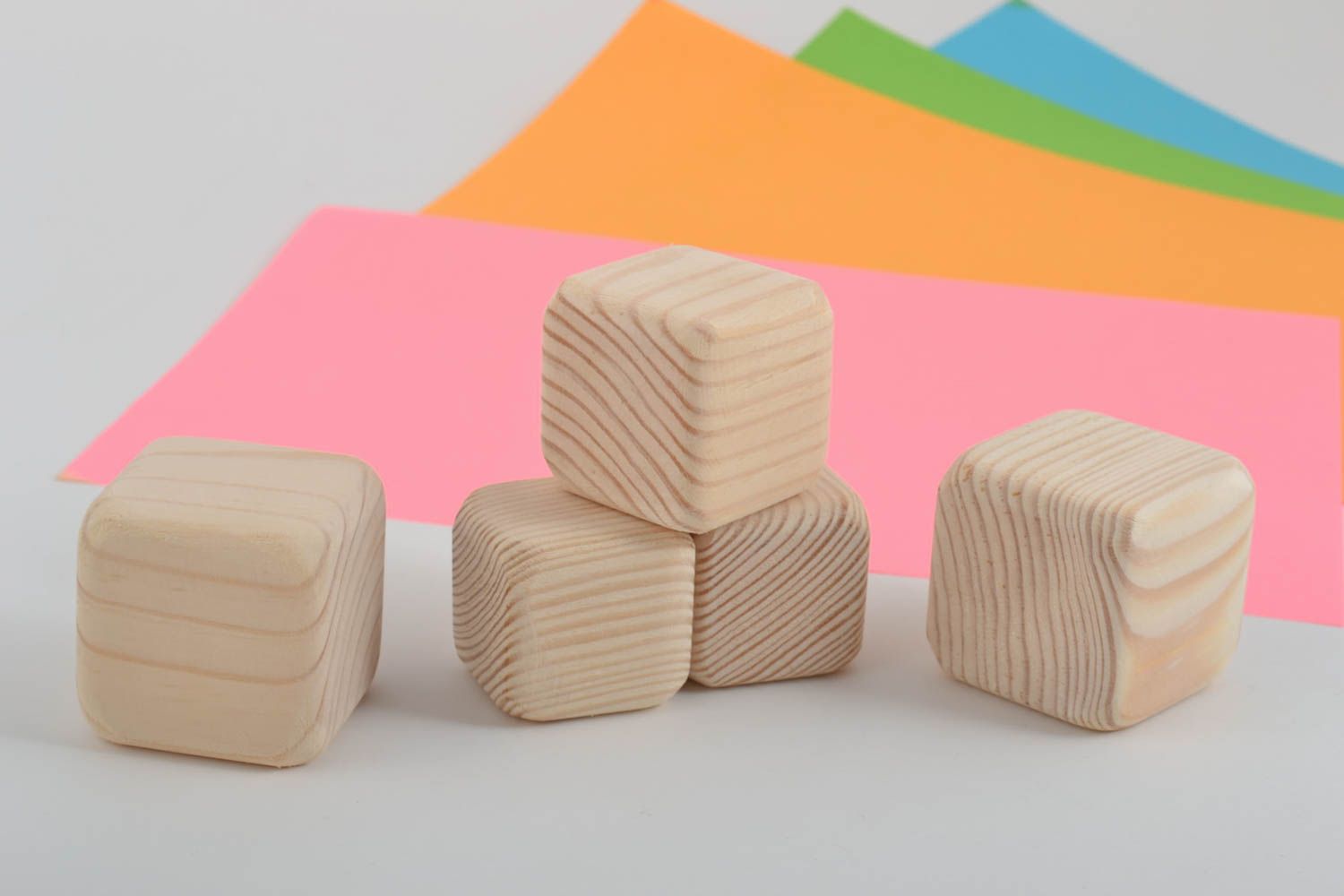 Set of 5 handmade wooden blank cubes wooden blocks toys for kids wooden craft photo 1