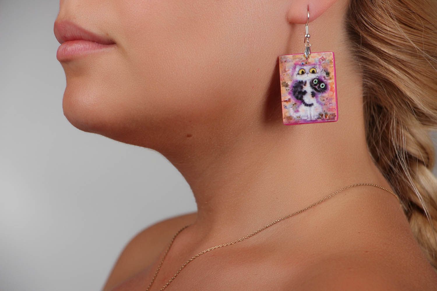 Plastic earrings with kittens photo 5