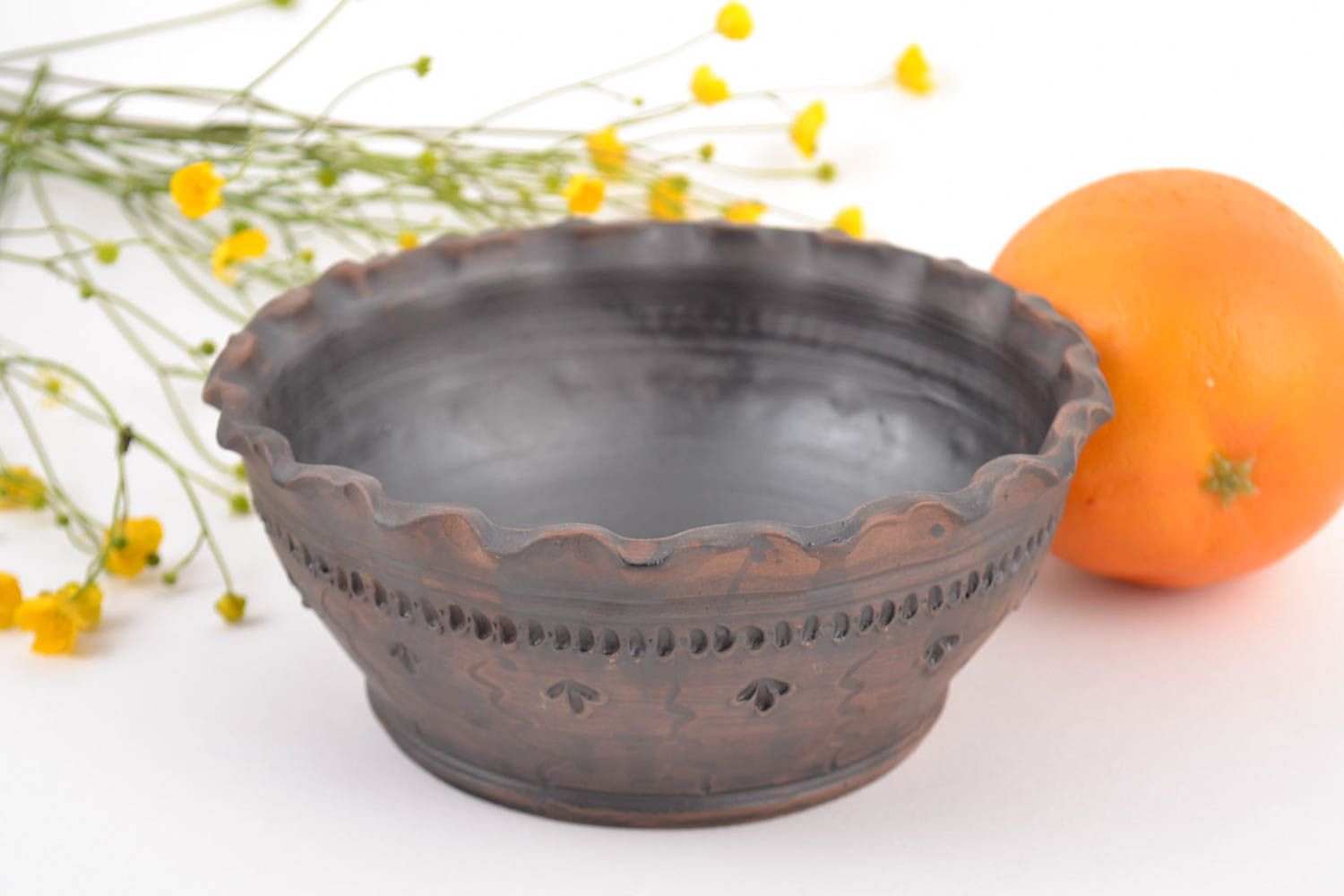 6,3 15 oz ceramic candy bowl with handmade ornament 1 lb photo 1