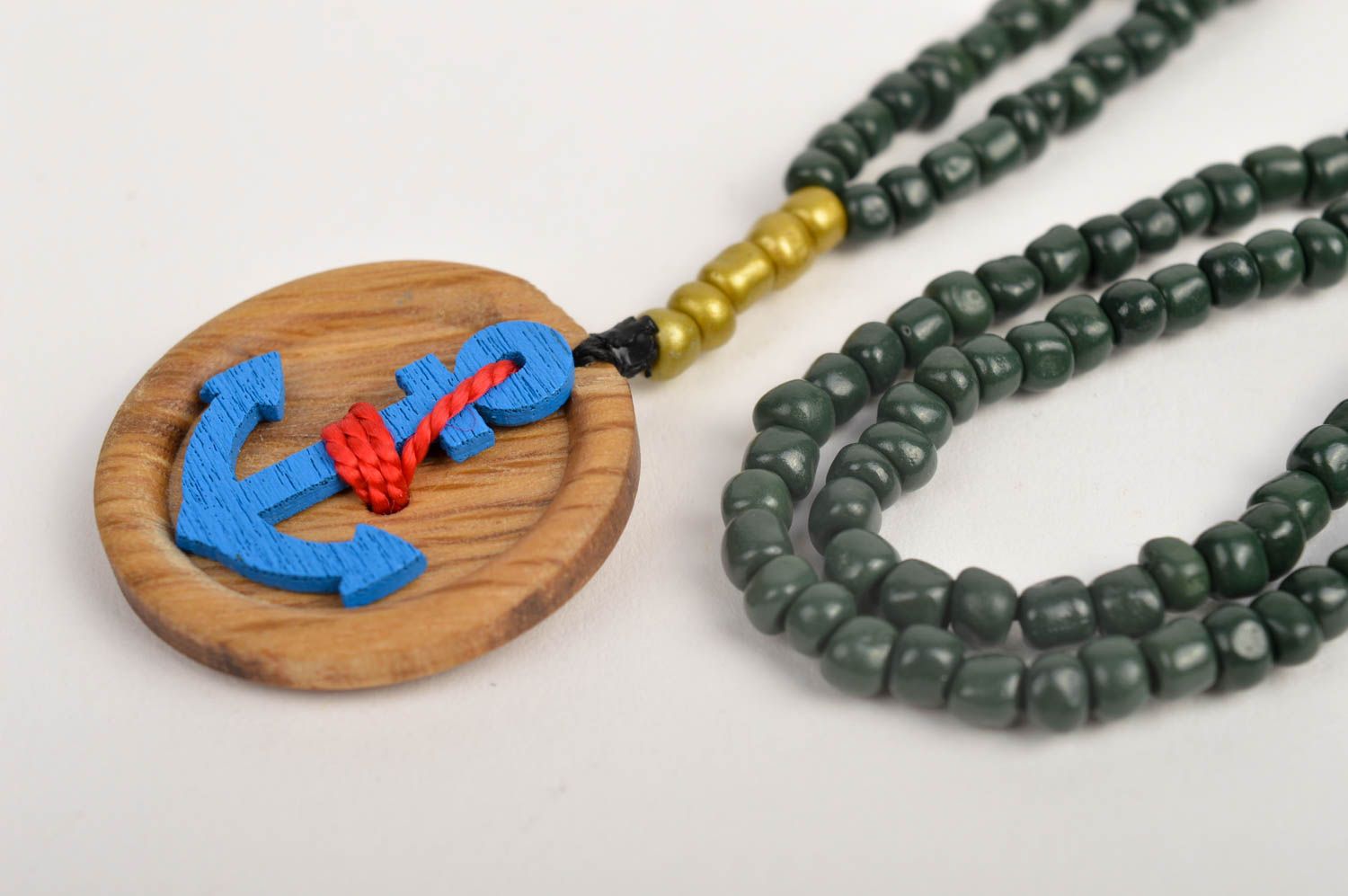 Handmade elegant wooden pendant stylish beaded pendant cute accessory gift photo 4