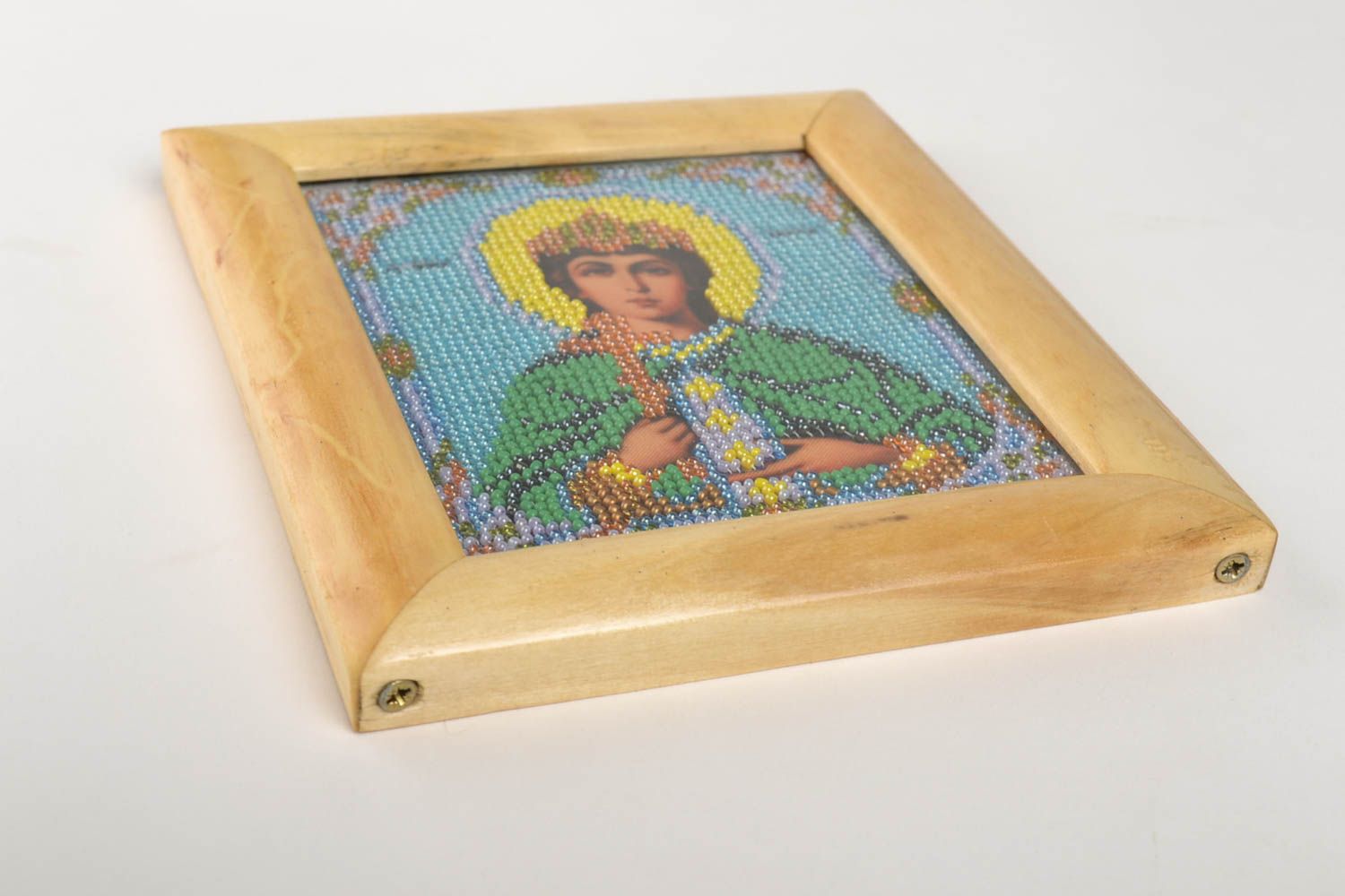 Icono ortodoxo hecho a mano cuadro religioso bordado regalo para amigo  foto 3