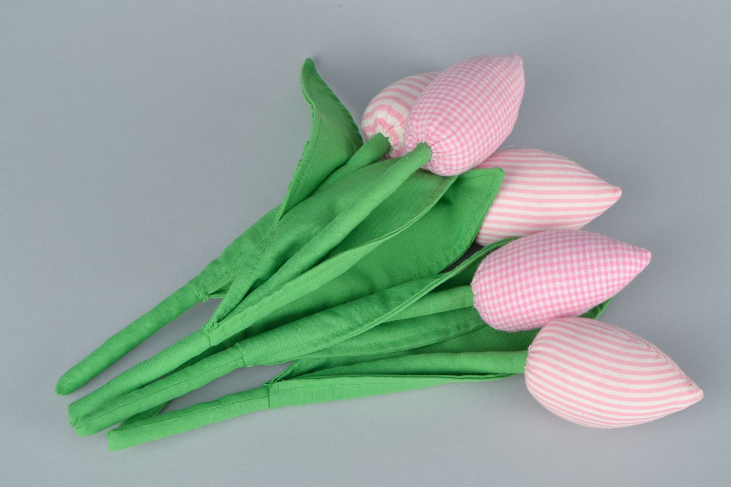 Bouquet of artificial fabric flowers Tulips 5 items photo 1