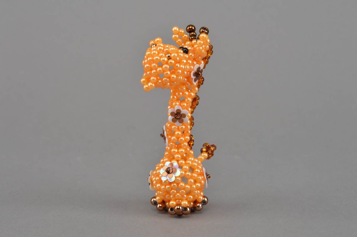 Petite figurine girafe jaune en perles de rocaille faite main décorative photo 2
