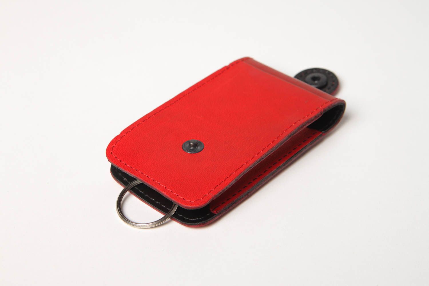 Guarda llaves original artesanal rojo accesorio de cuero regalo original foto 3