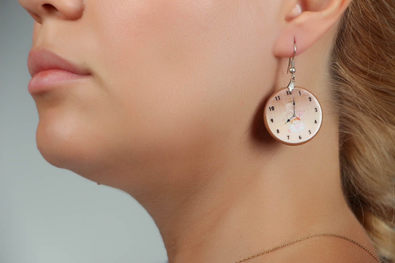 Polymer clay earrings Clock photo 4