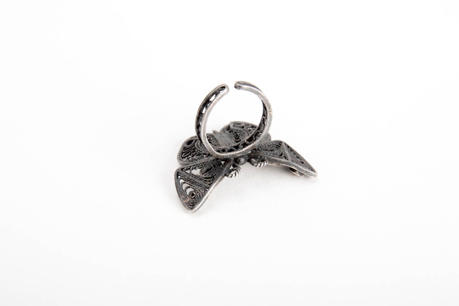 Женское кольцо ручной работы серебряное украшение бабочка серебряное кольцо фото 5