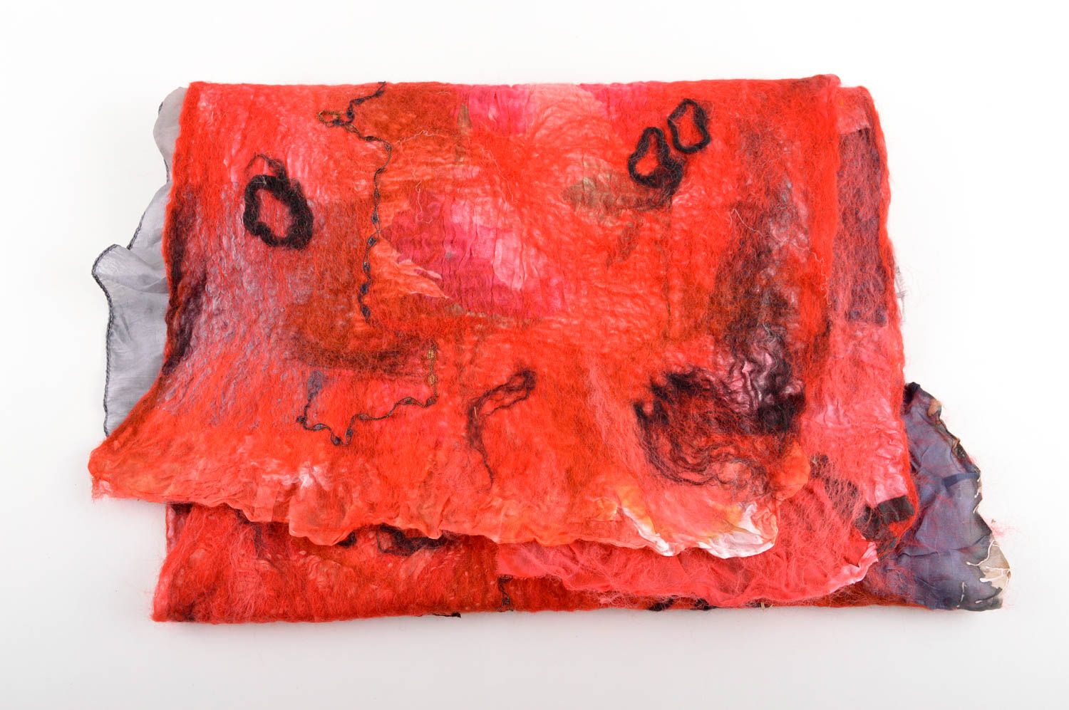 Красный женский шарф ручной работы валяный шарф женский аксессуар стильный фото 4