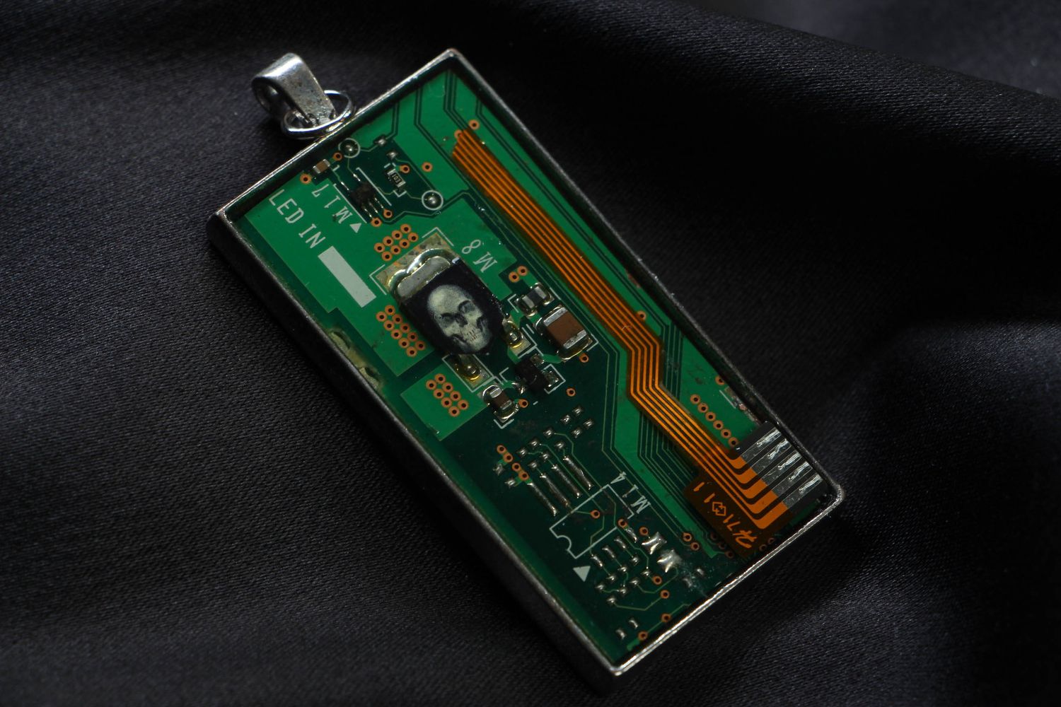 Rectangular pendant with microchips in cyberpunk style photo 1