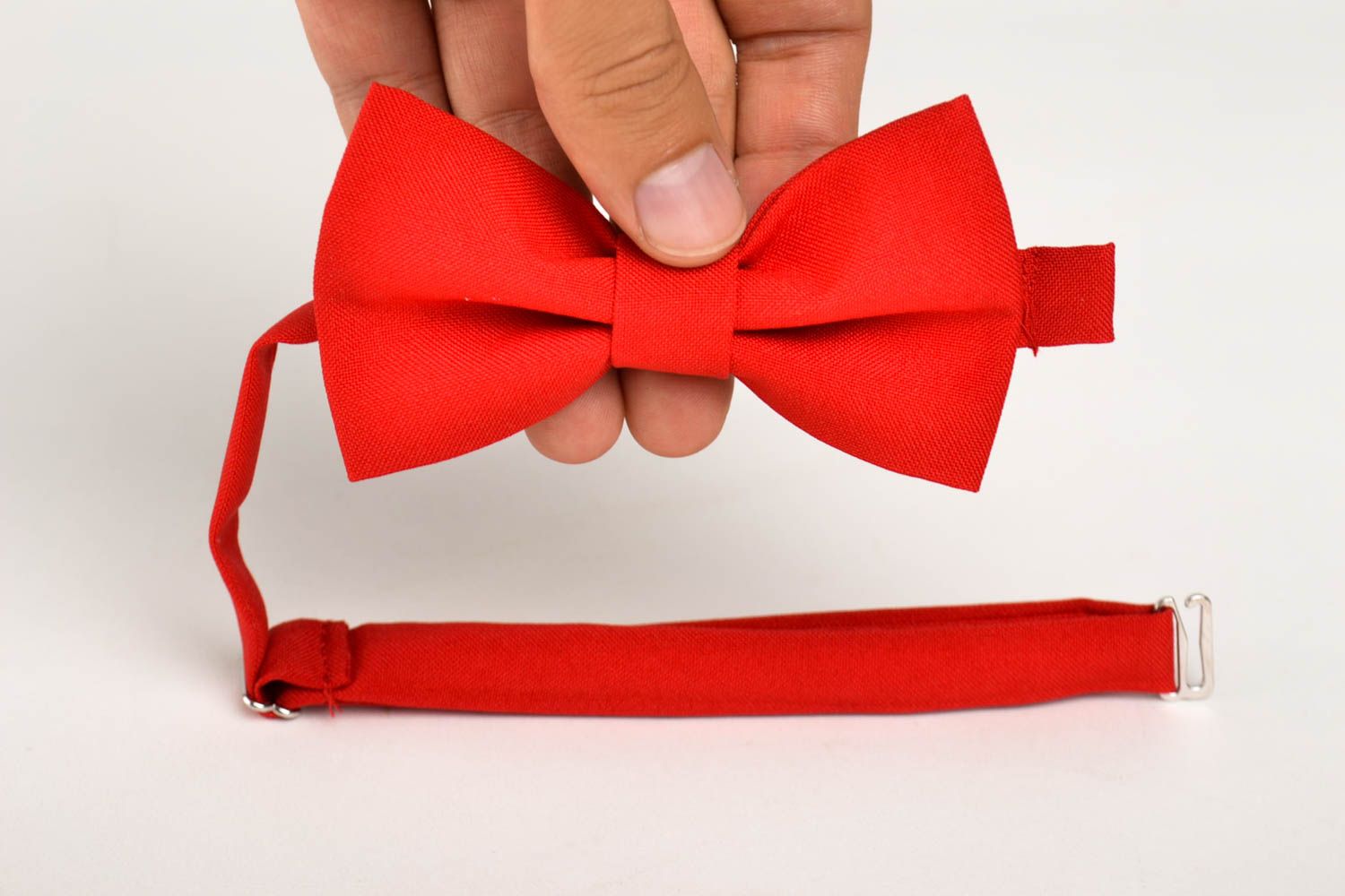 Corbata de lazo artesanal pajarita moderna roja original accesorio unisex foto 5