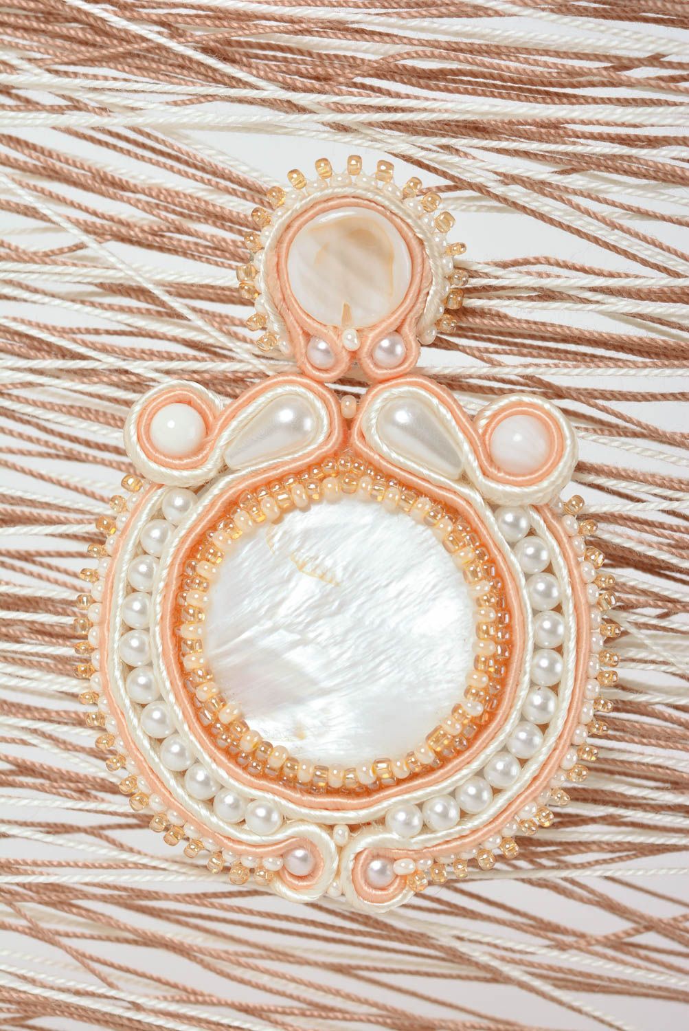 Handmade brooch soutache accessory soutache jewelry with natural stones photo 1