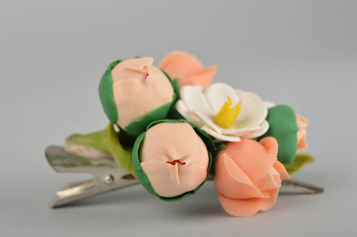 Beautiful handmade hair clip flower barrette polymer clay ideas gifts for her photo 4