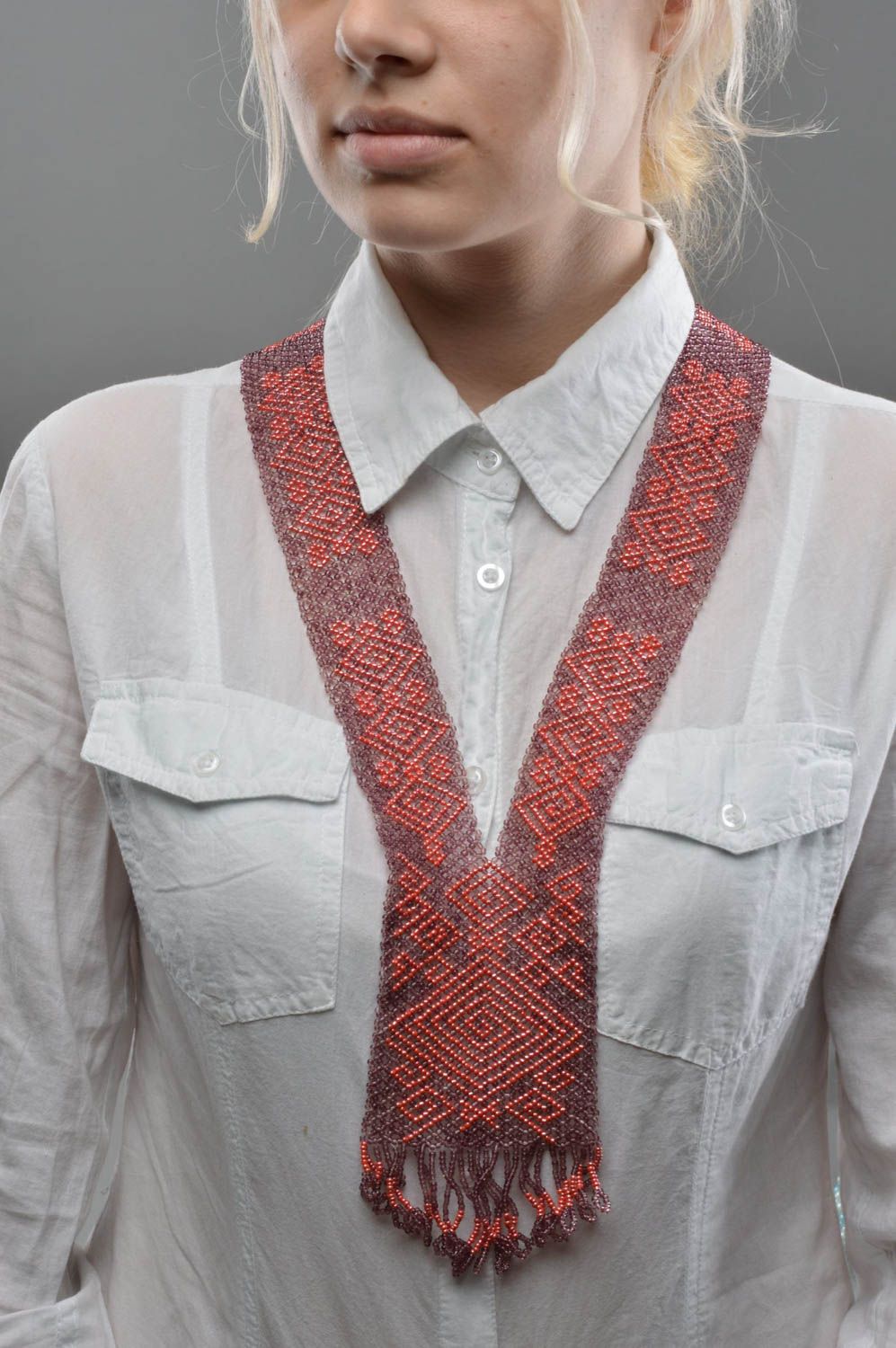 Gerdan aus Glasperlen Ethno Collier in Lila Rosa handgemacht Frauen Halskette foto 5