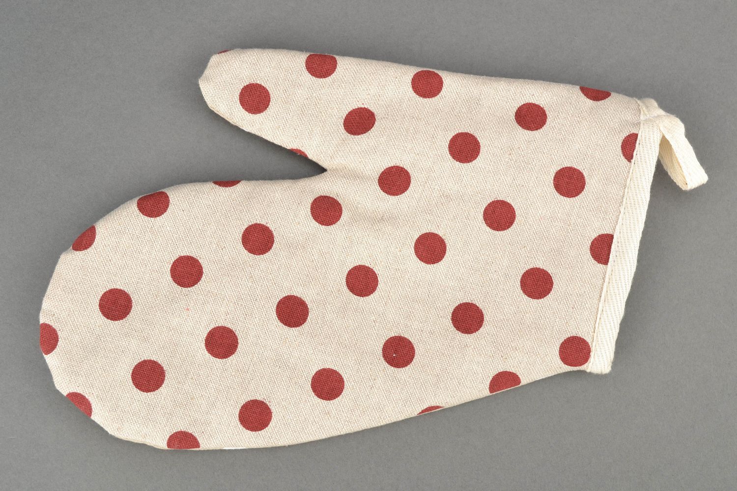 Handmade Topflappen und Handschuh Set aus Stoff getupft  foto 4