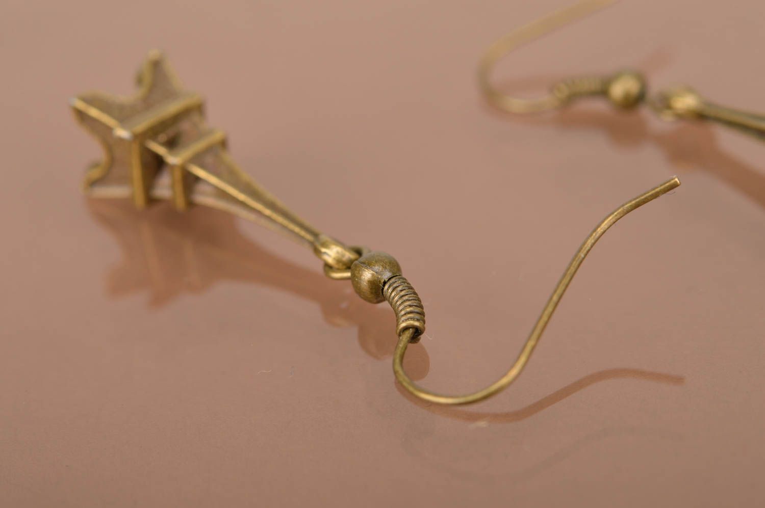 Boucles oreilles pendantes Bijou fait main en métal Cadeau pour femme original photo 3