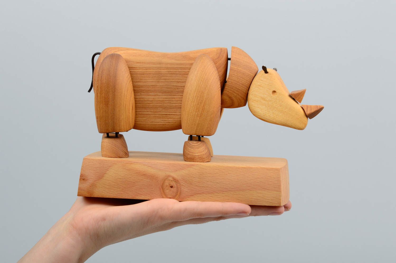 Nashorn Tier Statue handmade Holz Figur Deko Ideen Haus Geschenk für Freund foto 5