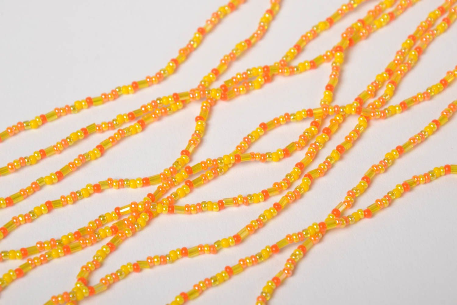 Long collier orange multirang en perles de rocaille fait main original femme photo 4