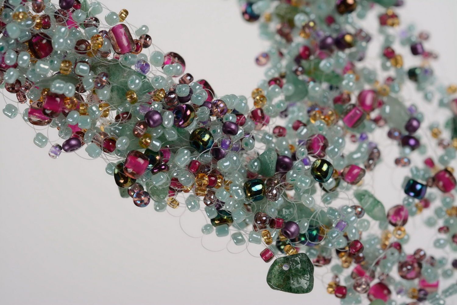 Handmade necklace, made of beads and natural gems photo 2