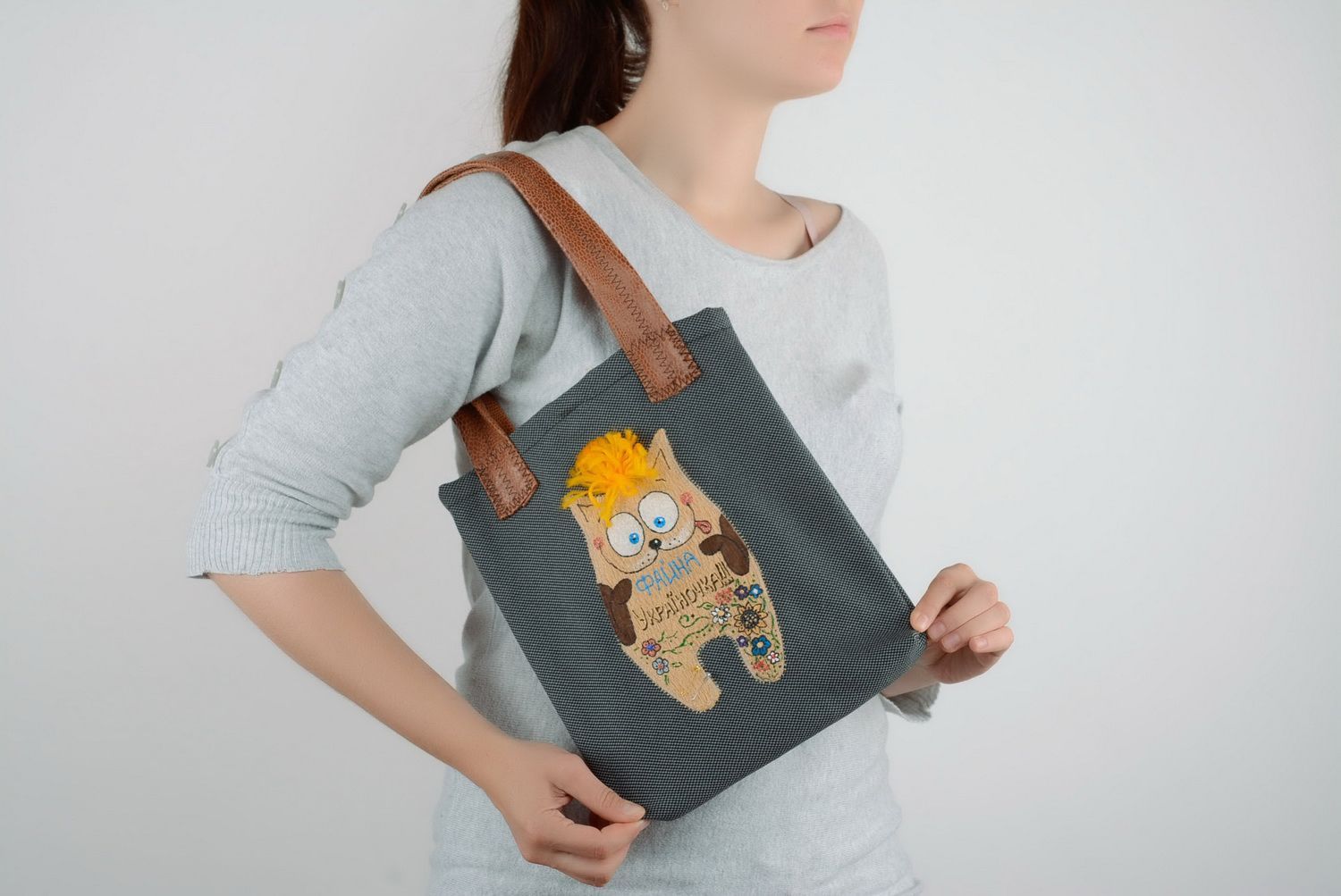 Fabric bag with cat photo 1