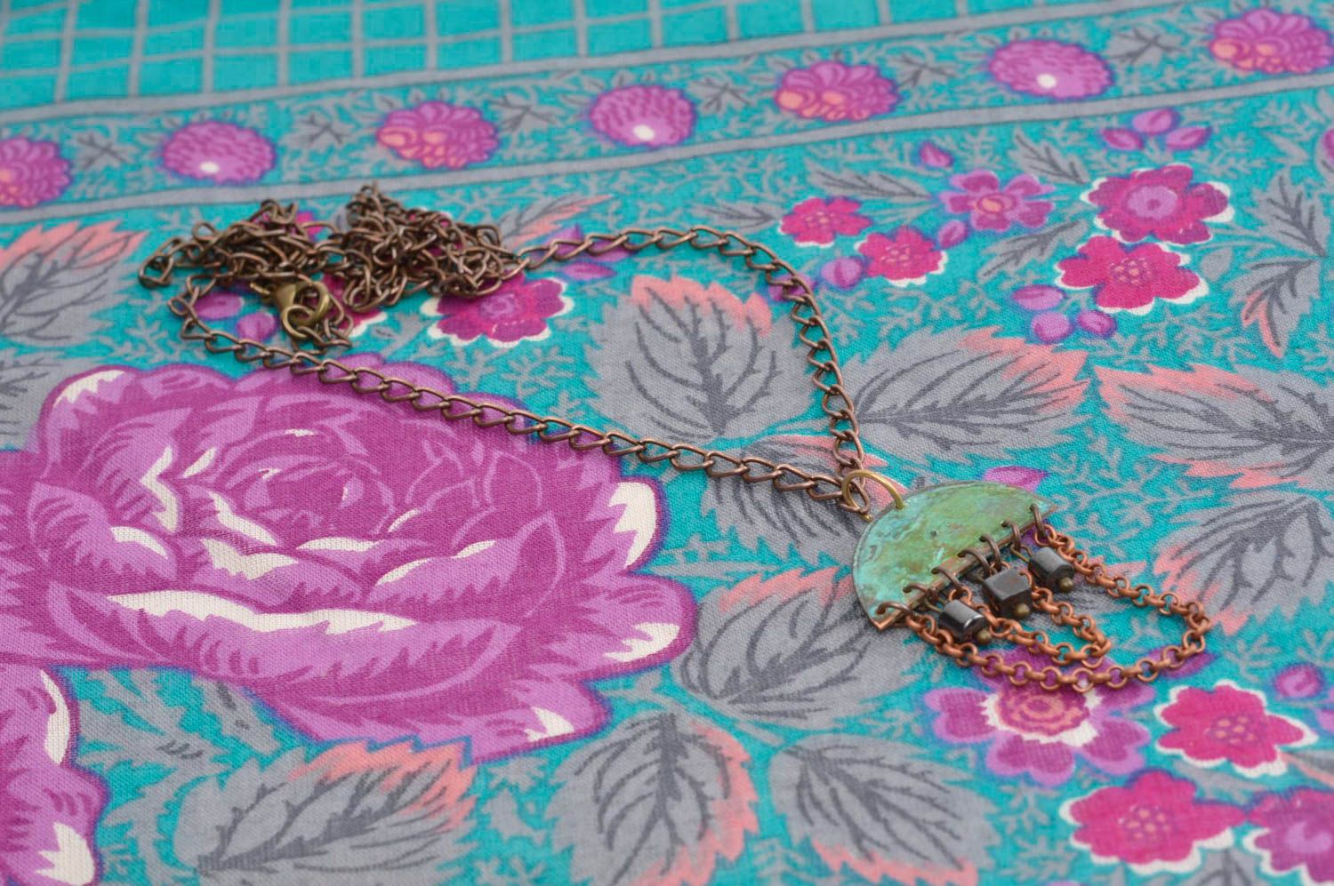 Handmade pendant designer accessory copper jewelry gift ideas pendant with stone photo 2