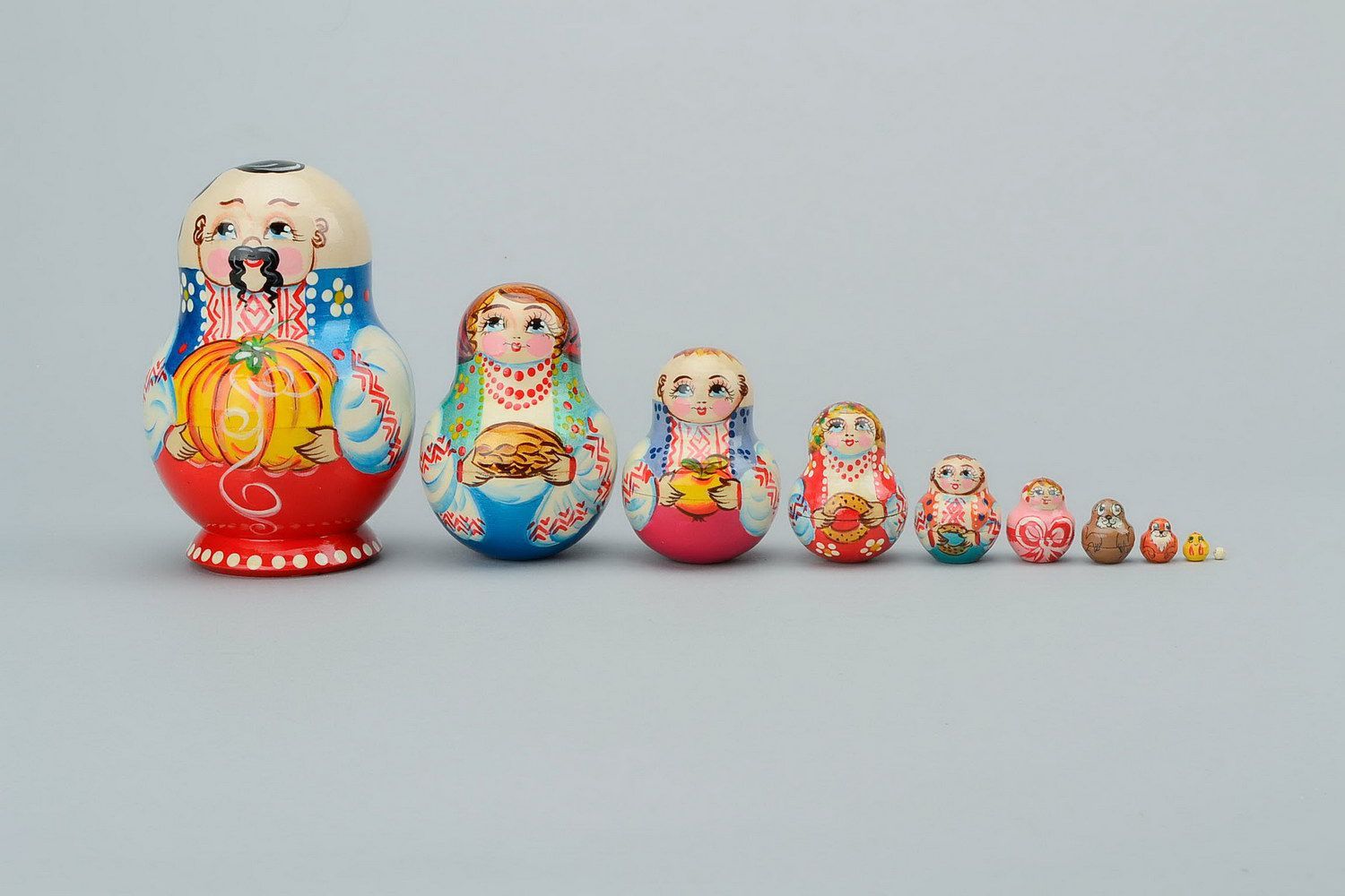 Handmade matryoshka doll Cossack's family photo 5