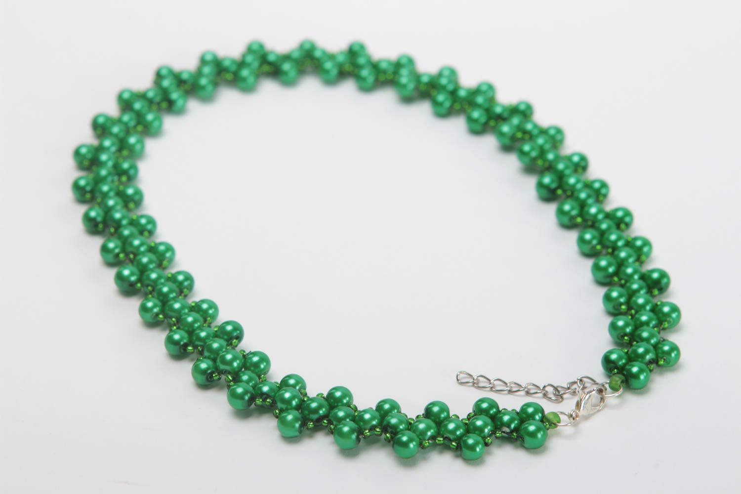 Collier perles rocaille Bijou fantaisie fait main vert design Accessoire femme photo 4