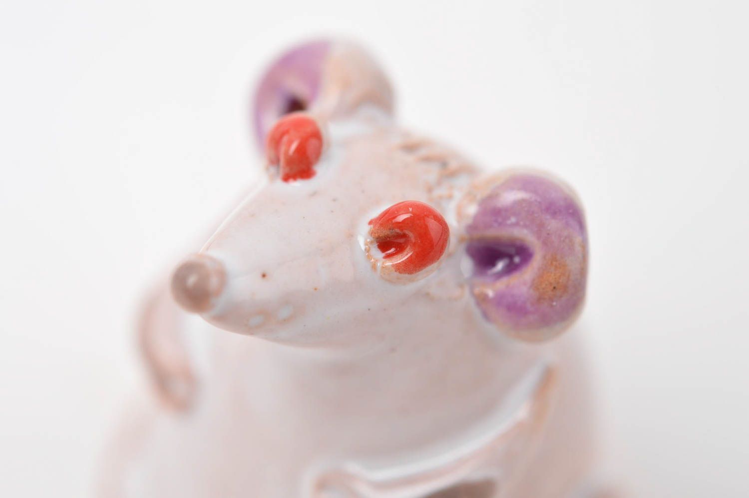 Статуэтка ручной работы глиняная статуэтка фигурка животного расписная Мышь фото 10
