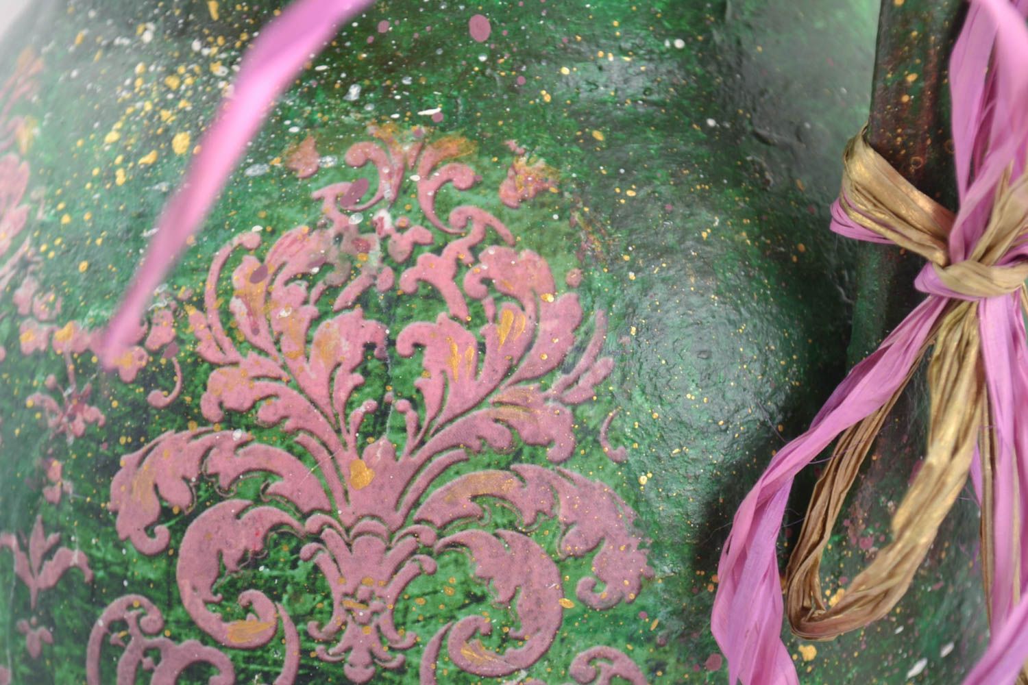 Cruche décorative Pichet décoratif fait main vert céramique Vaisselle décorative photo 2