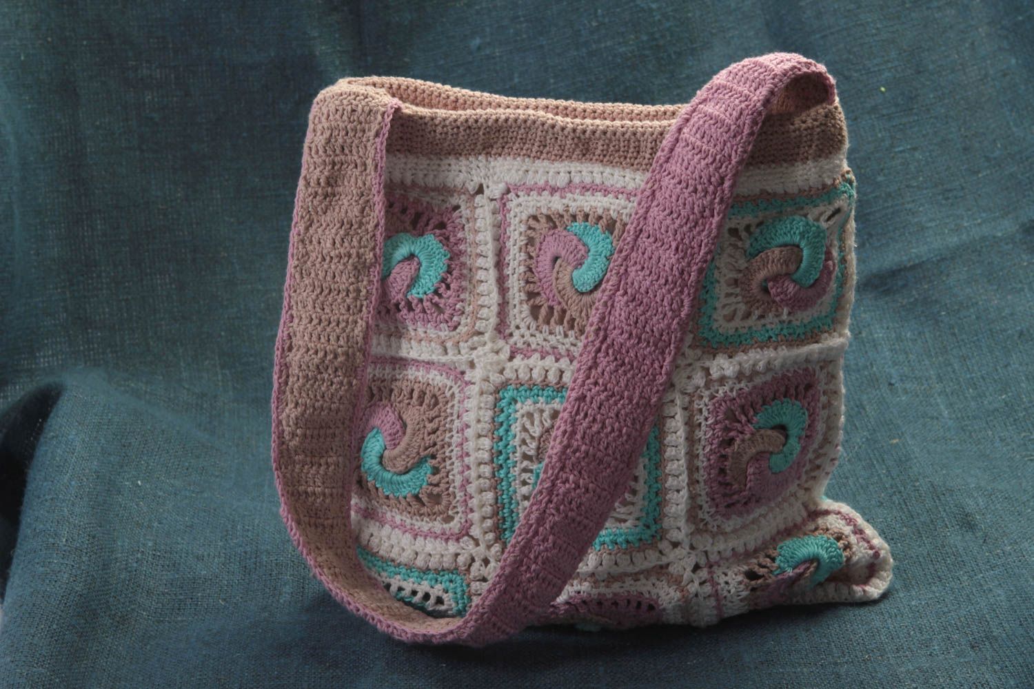 Handmade crocheted bag designer woman accessory casual bag stylish present photo 1