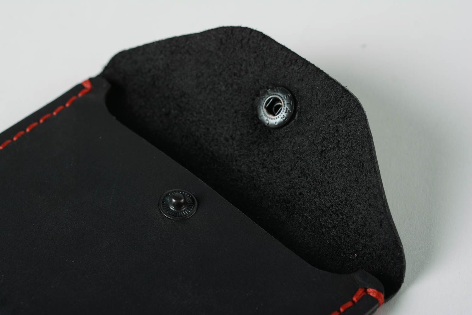Porte-monnaie en vrai cuir fait main noir original pratique pour femme photo 5