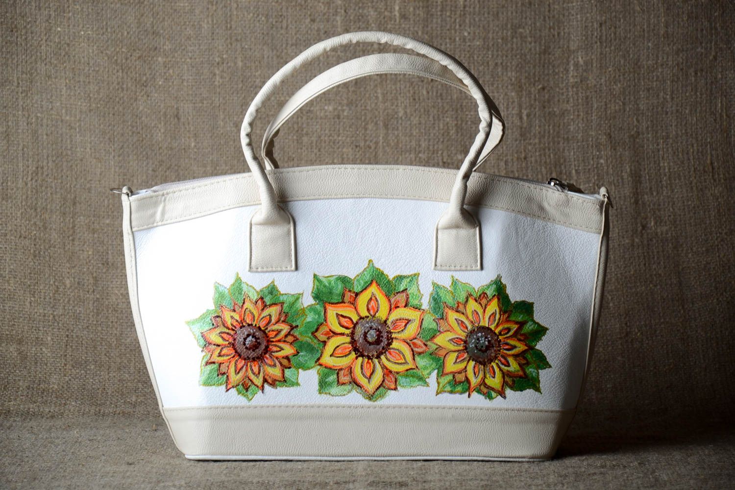 Handmade painted handbag leatherette purse summer accessories stylish handbag photo 1