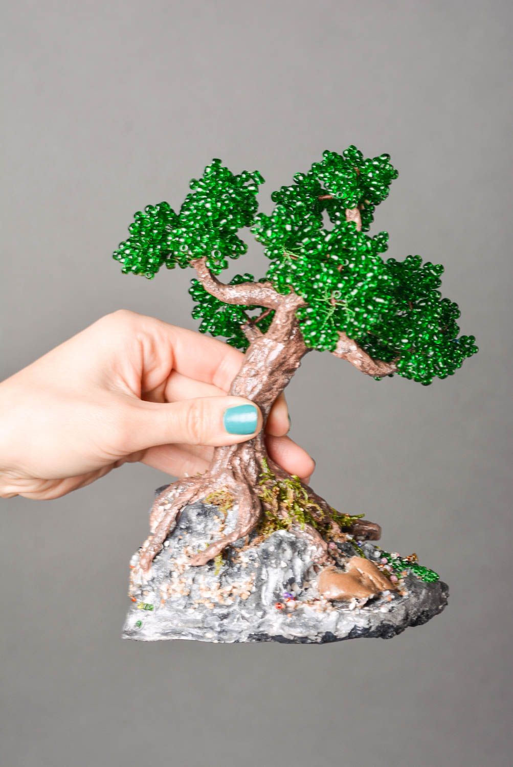Künstlicher Baum handgefertigt Kunststoff Pflanze Tischdeko Idee originell foto 2