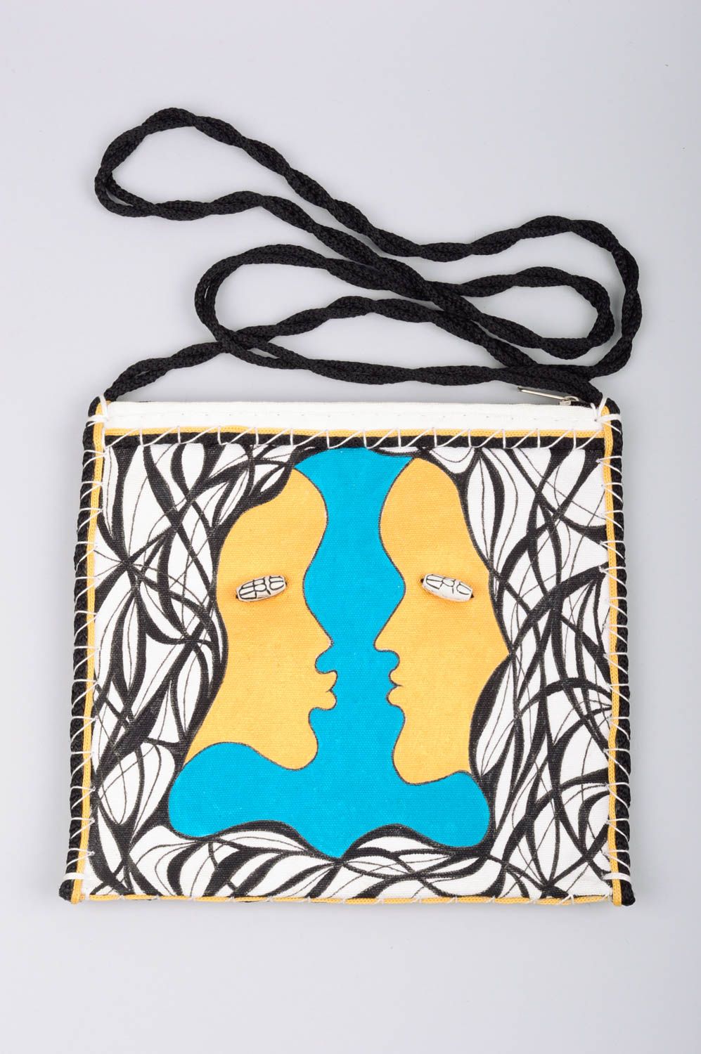 Damen Schultertasche aus Textil originell handmade Accessoire schön bemalt foto 1