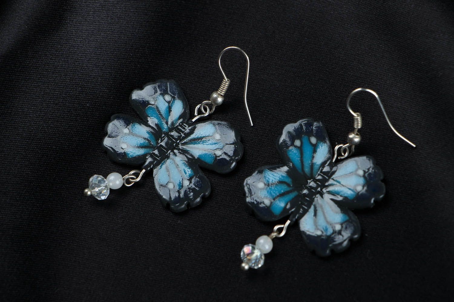 Earrings made of polymer clay Butterflies photo 1