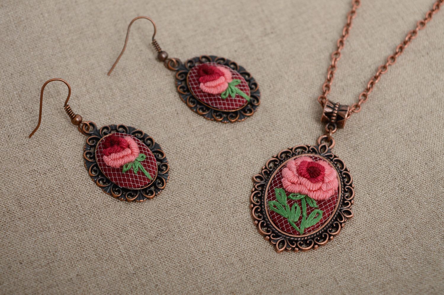 Earrings and pendant in vintage style photo 1