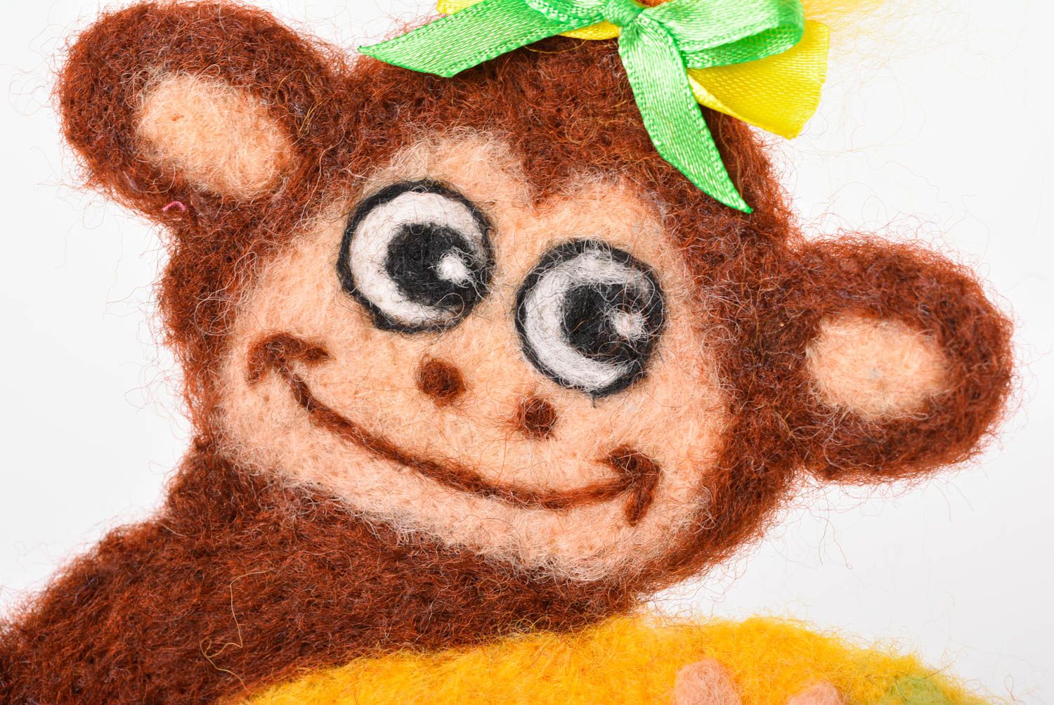 Магнит ручной работы обезьянка декор для дома забавная валяная игрушка фото 4