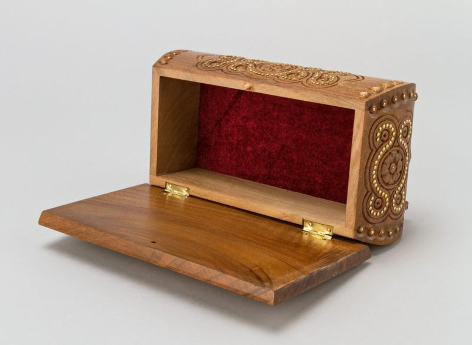 Wooden box with carving and inlay photo 4