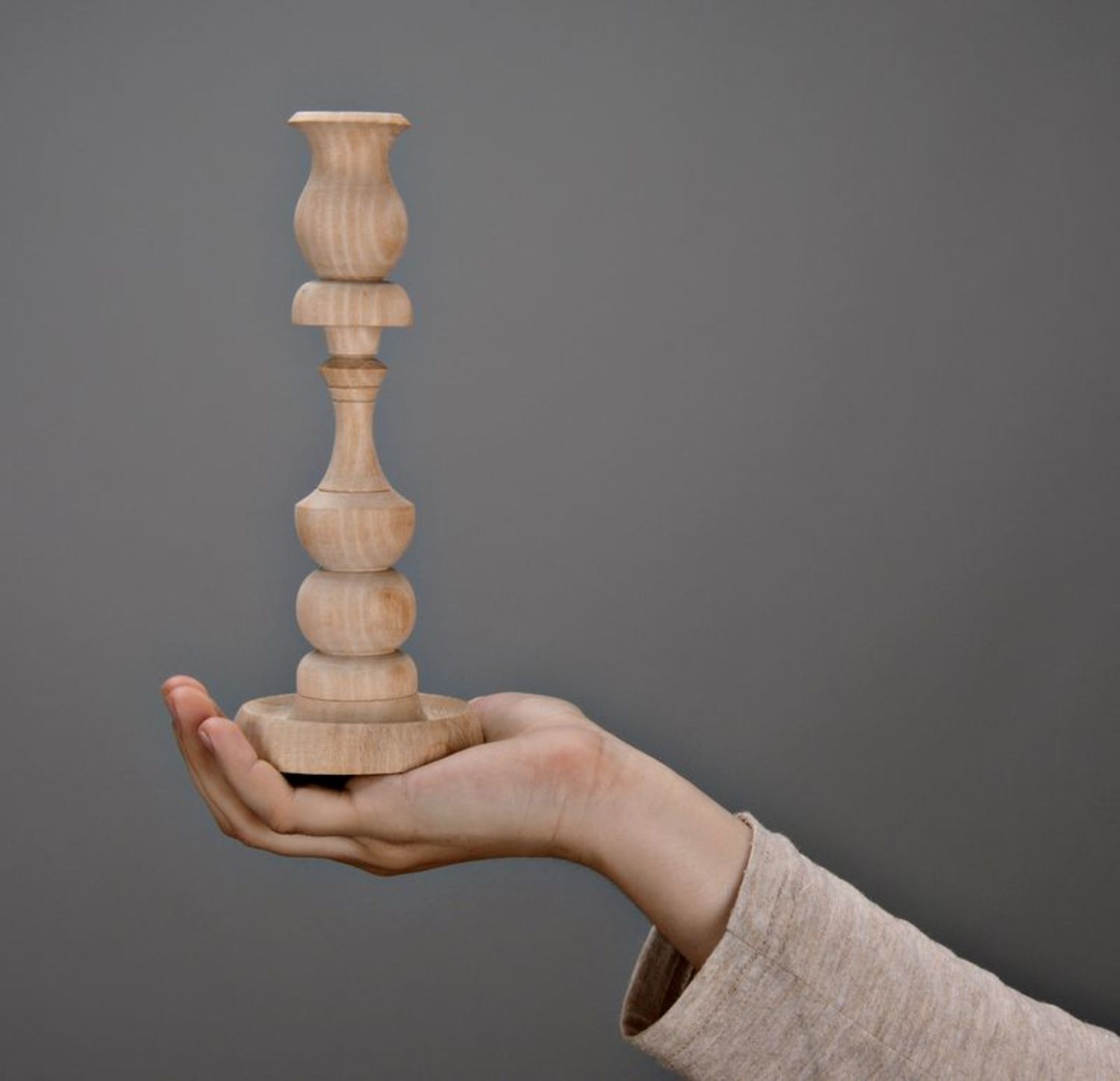 Carved wooden candlestick photo 5