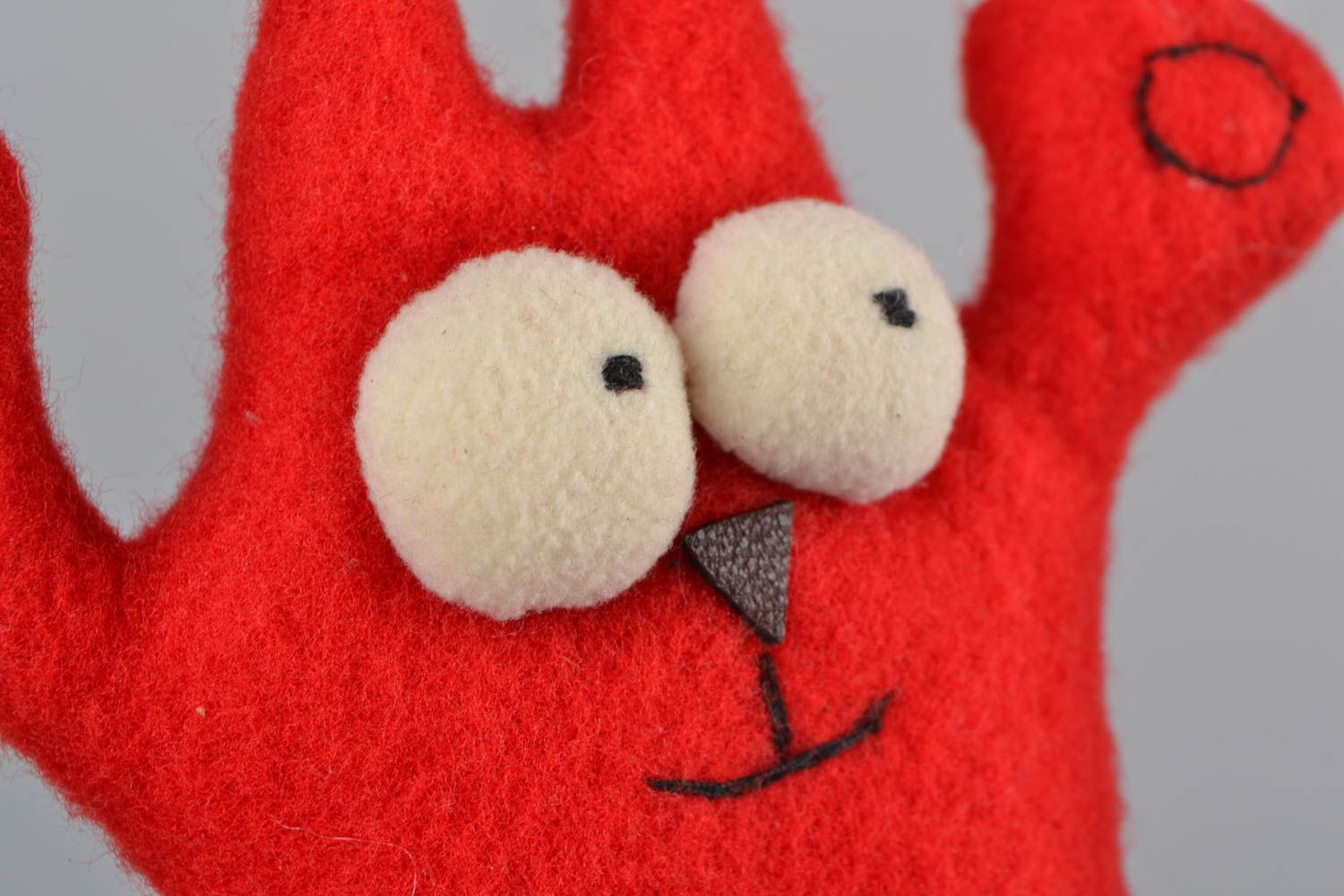 Мягкая игрушка ручной работы кот красный из флиса детская авторского дизайна фото 4