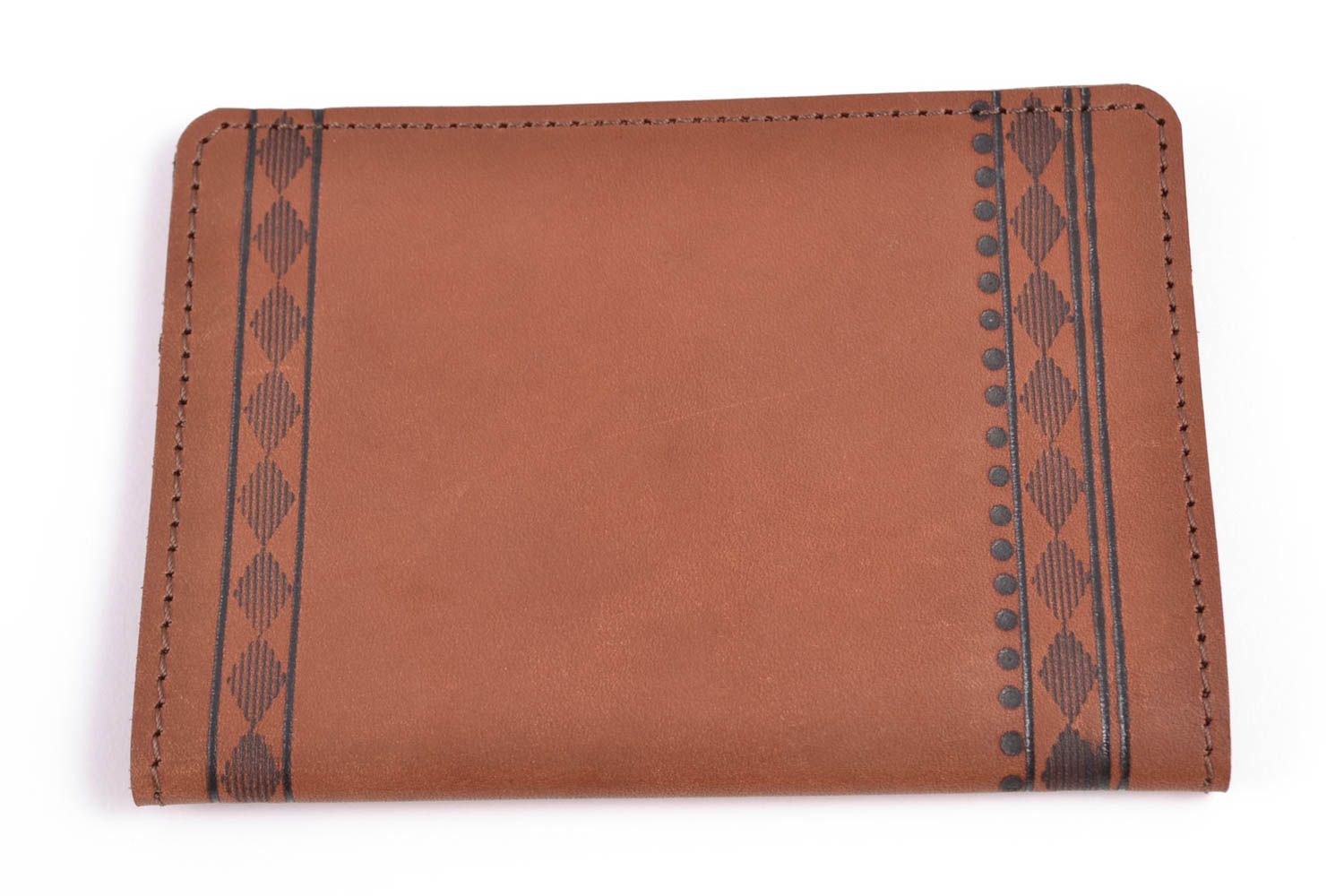 Couverture pour passeport faite main originale en cuir naturel de couleur brune photo 5