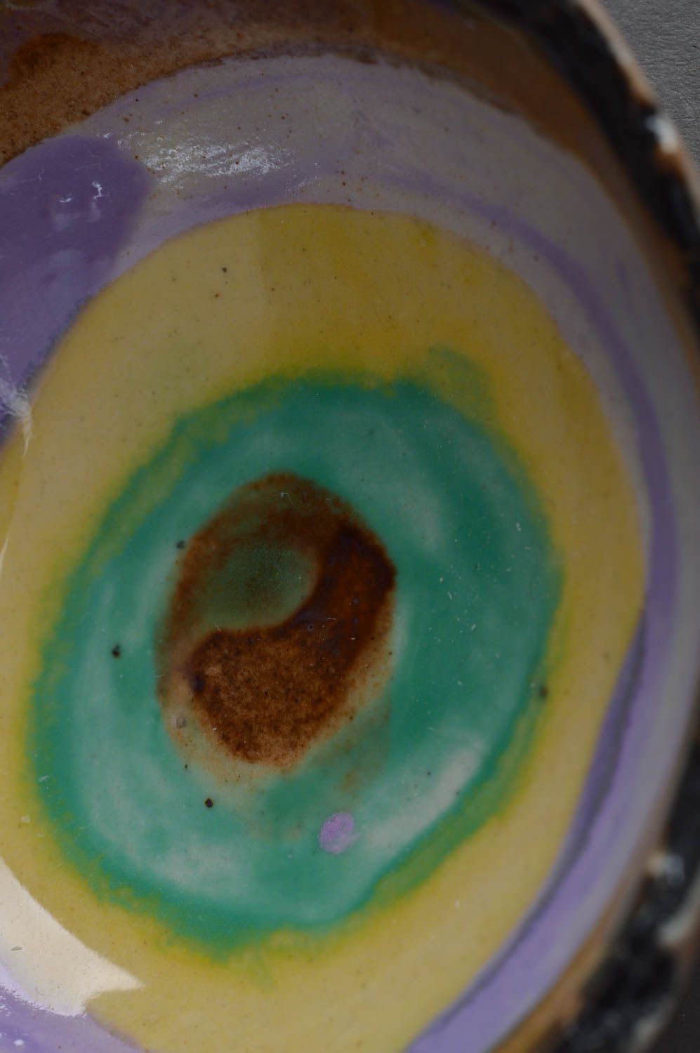 Small designer porcelain bowl with ragged edge colorful handmade glazed photo 2