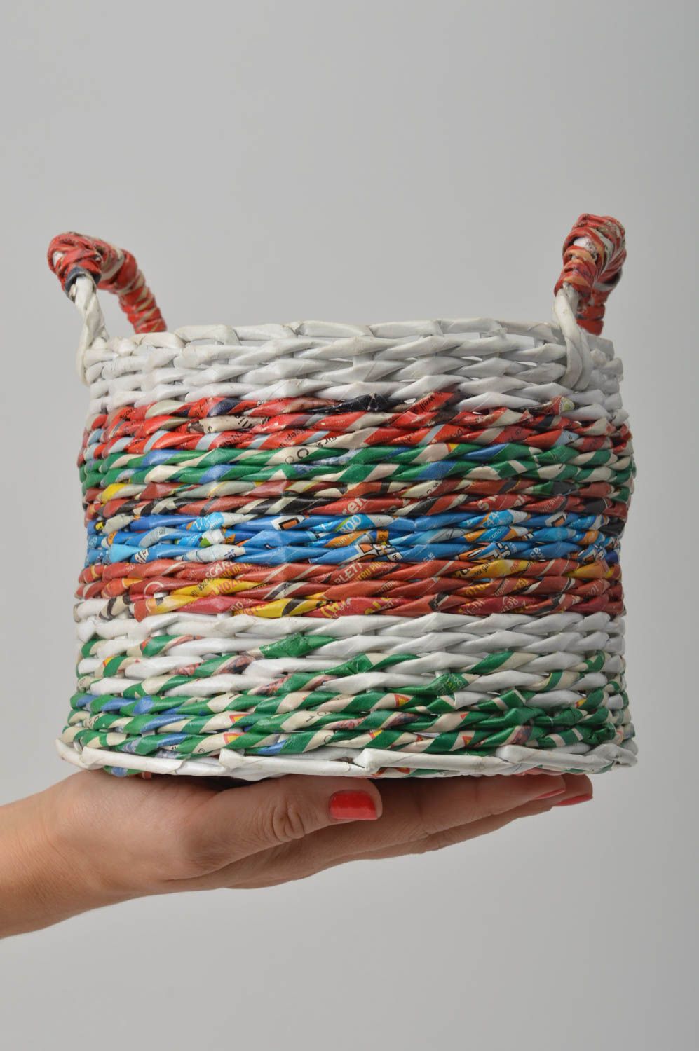 Beautiful handmade woven basket decorative newspaper basket home design photo 1