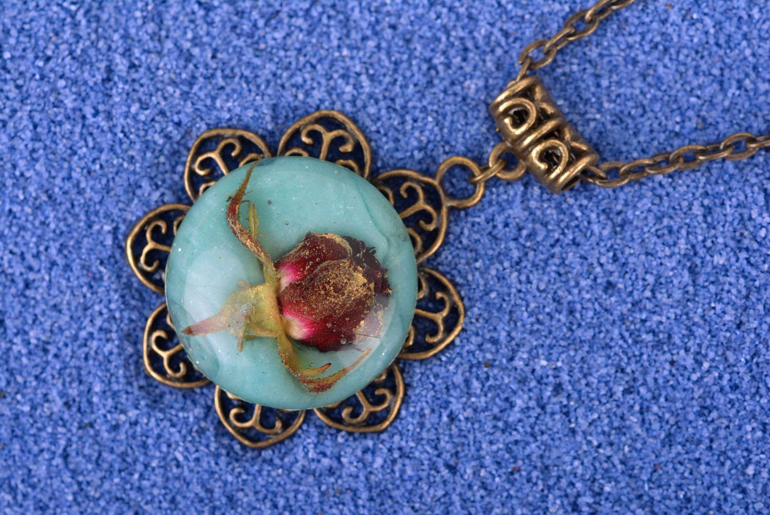 Beautiful handmade epoxy pendant stylish flower pendant artisan jewelry photo 1