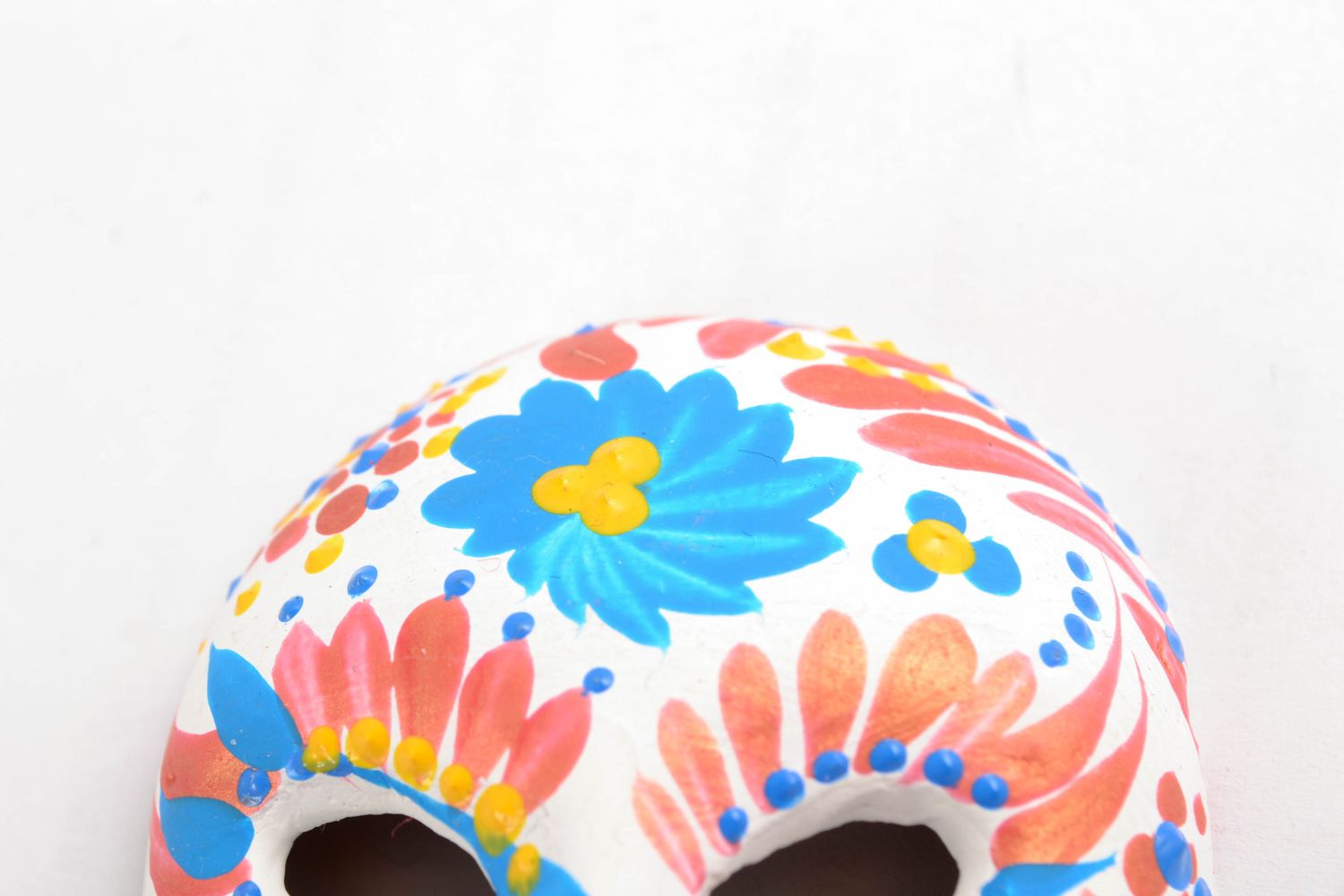 Maschera in ceramica piccola fatta a mano dipinta souvenir originale da parete  foto 3