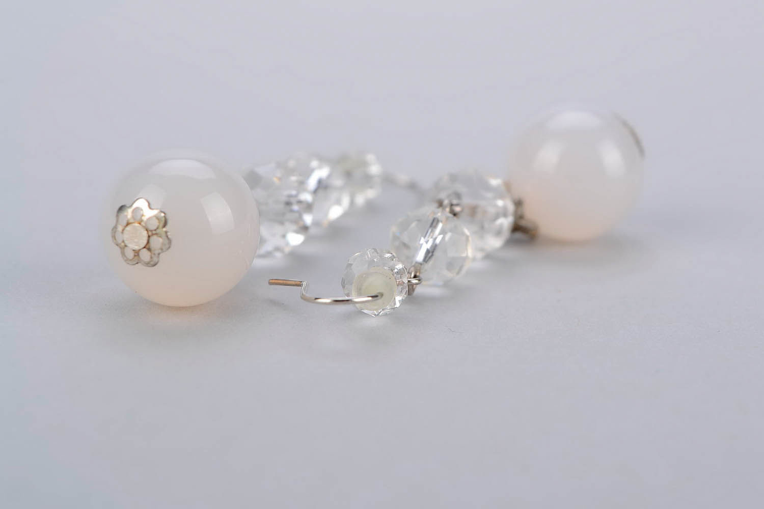 Ball earrings with moonstone  photo 5