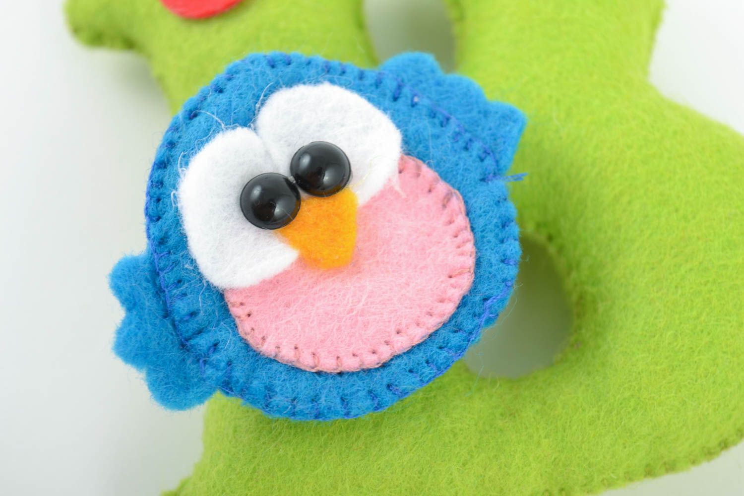 Beautiful handmade decorative felt soft letter B with toy owl for children photo 2