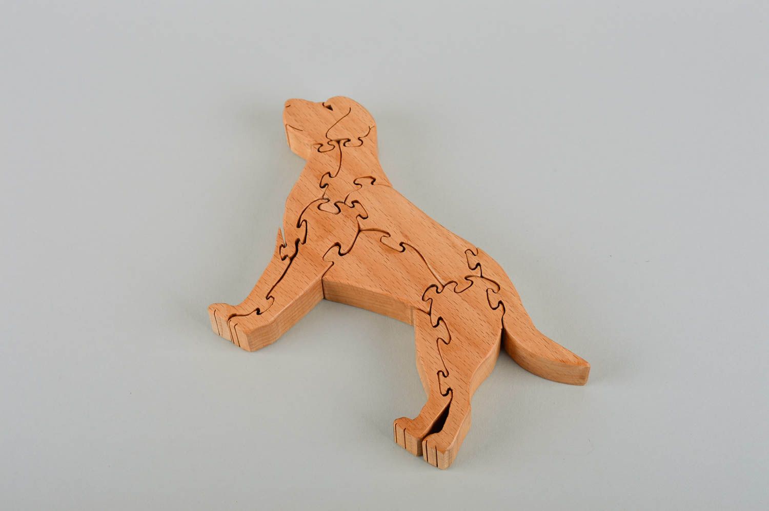 Игрушка из дерева развивающая игрушка хэнд мейд пазлы для малышей собака фото 4