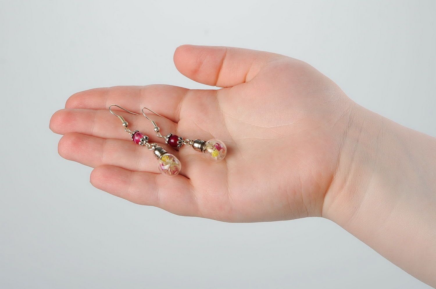 Hängende Ohrringe mit Strohblumen und Achat foto 2