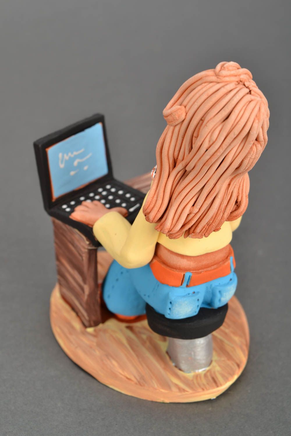 Clay souvenir statuette Programmer with Laptop photo 5