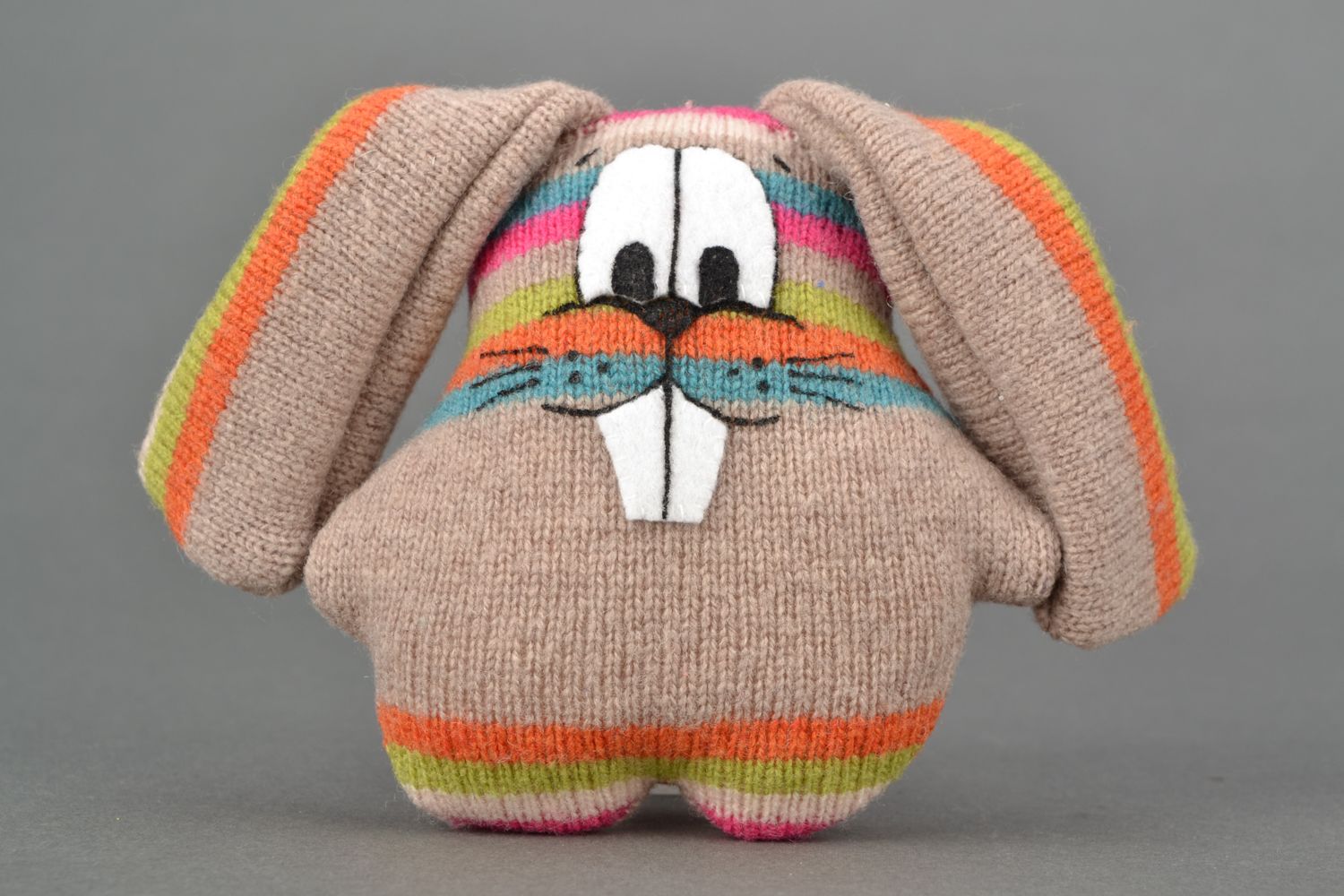 Striped soft toy hare photo 3